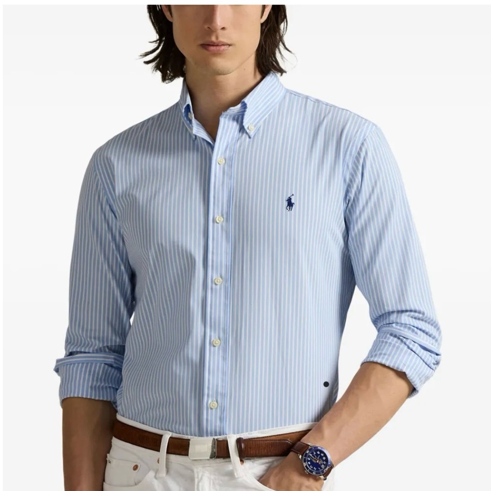 Polo by Ralph Lauren Men's Light Blue Striped Shirt - Picture 1 of 5